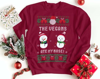 Vegan Christmas Gift Sweater Sweatshirt, Funny Holiday Shirt with a Vegan Message, Christmas Gift Present for Vegans