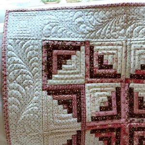 Little Log Cabin, Miniature Quilt for Wall, Table or Doll, 24 x 24 Inches