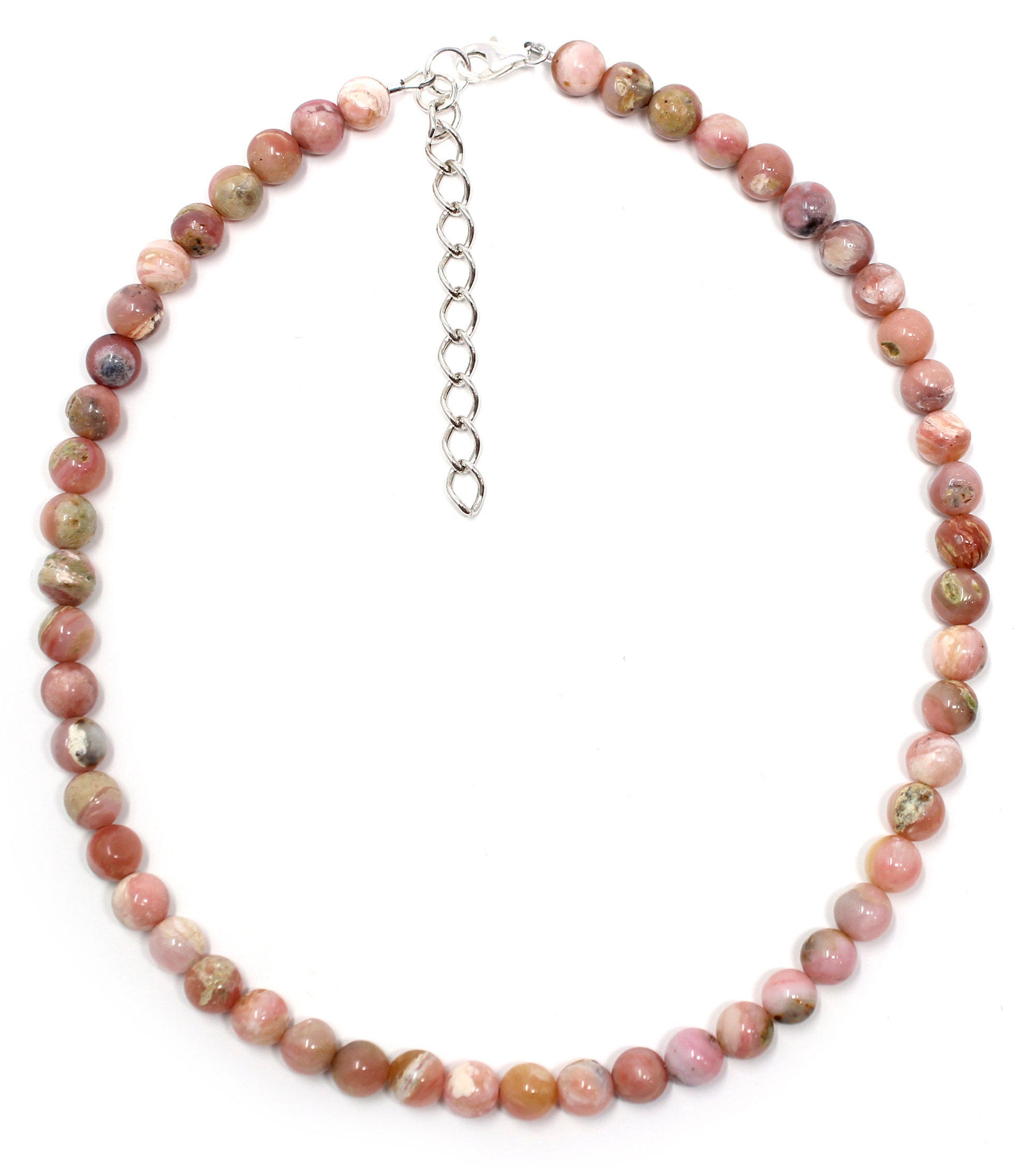 Collier Triple Rang En Opale Péruvienne 6mm - Fermoir Camée En Nacre - Argent 925 Partiel - Création Française
