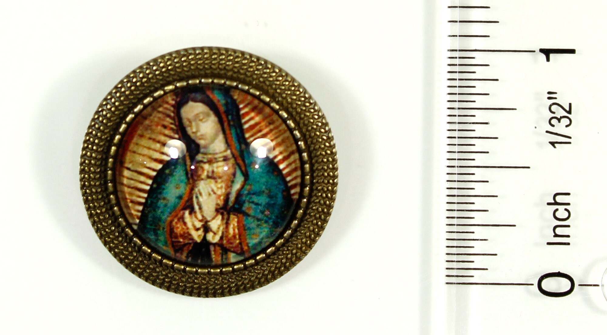 Broche En Verre Dôme Notre Dame De Guadalupe En Alliage Bronze - Neuf Sans Emballage