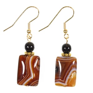 African Agate, Brown Banded Botswana Agate Earrings