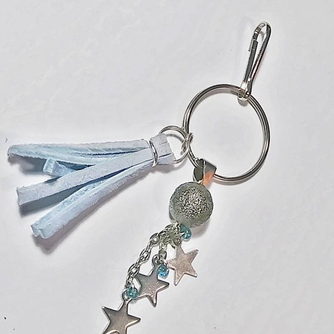 Astroid keychain with tassel shooting star charm and key Etsy