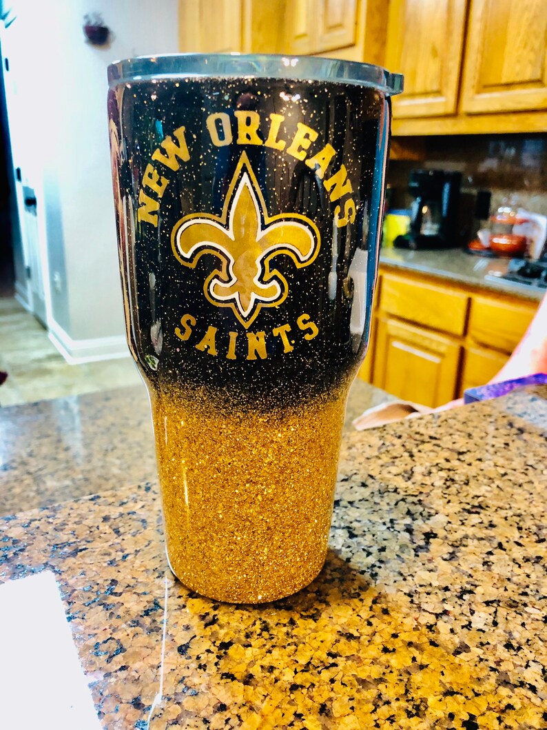 New Orleans Saints glitter tumbler Etsy