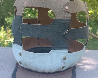 Corona rastafari hecha a mano / Estilo araña / Patchwork de mezclilla Carhartt / Marrón, negro y azul claro / Banda de 61,3 cm / Corona para rastas