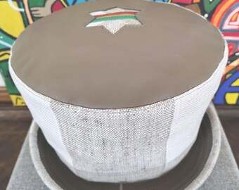 Corona de cuero rastafari hecha a mano / Sombrero de corona rasta / Corona con estrella de David / Se ajusta a 62 cm / Para rastas hasta la cintura