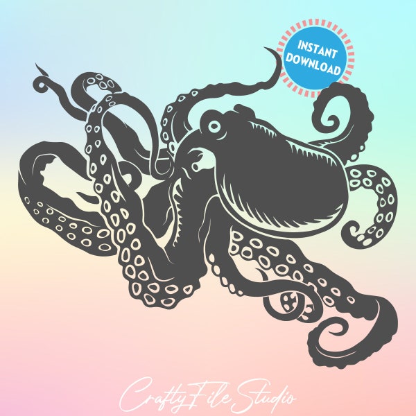 Octopus SVG, Octopus Tentacles SVG, Cricut Cut Files, Silhouette Cut Files, Vector files