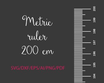 Metric Ruler  200 cm SVG, digital cut files, digital download files, Growth Chart Ruller SVG, Metric Ruler for Growth Chart