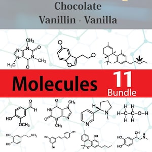 Molecules Bundle SVG DXF, Adrenaline SVG, Serotonin svg, Caffeine svg, Dopamine svg, Chocolate svg files for cricut, silhouette