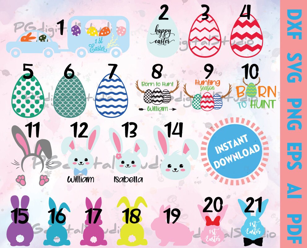 Easter Svg Cut Files Bunny Svg Egg Bundle Svg Easter - Etsy