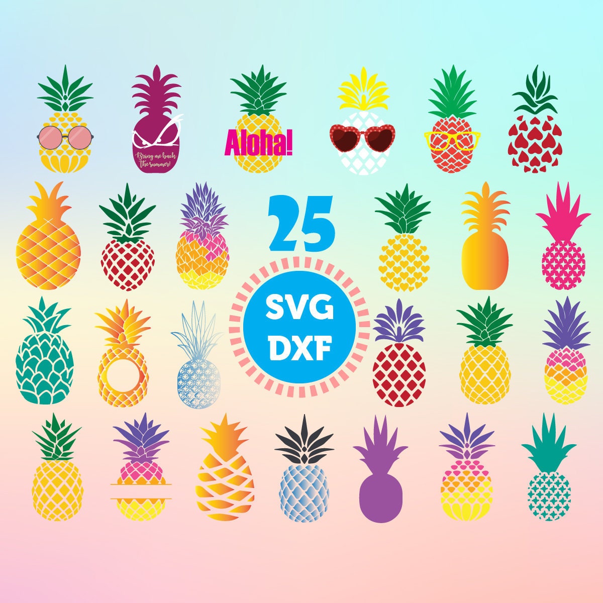 Piña SVG archivos DXF Piña Paquete SVG Archivos Piña Marcos - Etsy España