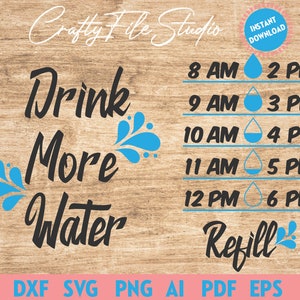 Bouteille d’eau svg, boire plus l’eau SVG, bouteille d’eau Tracker svg, Cricut coupe fichiers, Silhouette coupe fichiers, fichiers vectoriels