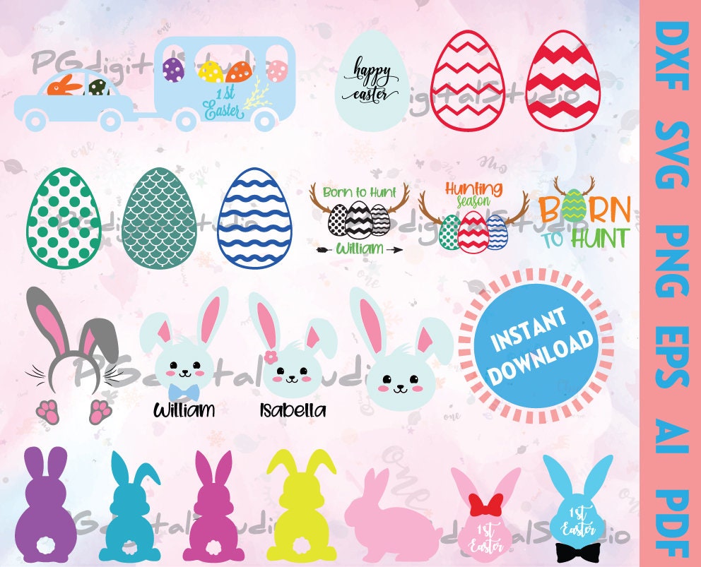 Easter Svg Cut Files, Bunny Svg, Egg Bundle Svg, Easter Monogram Frames ...