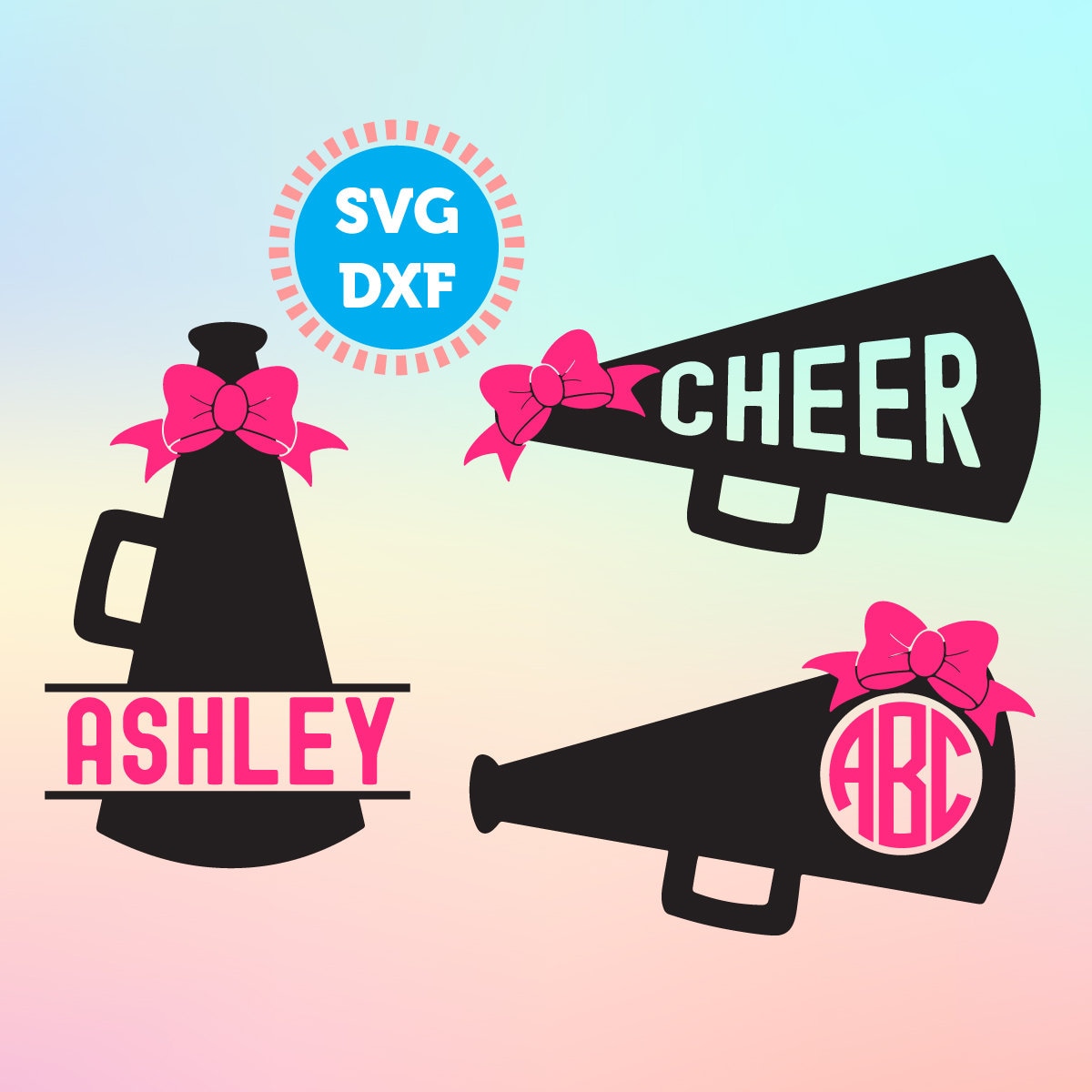 Download Cheer Megaphone Monogram Frame SVG Cheer Megaphone svg | Etsy