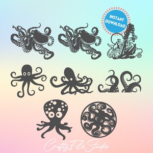 Octopus SVG Bundle, Octopus Tentacles SVG, Cricut Cut Files, Silhouette Cut Files, Vector files