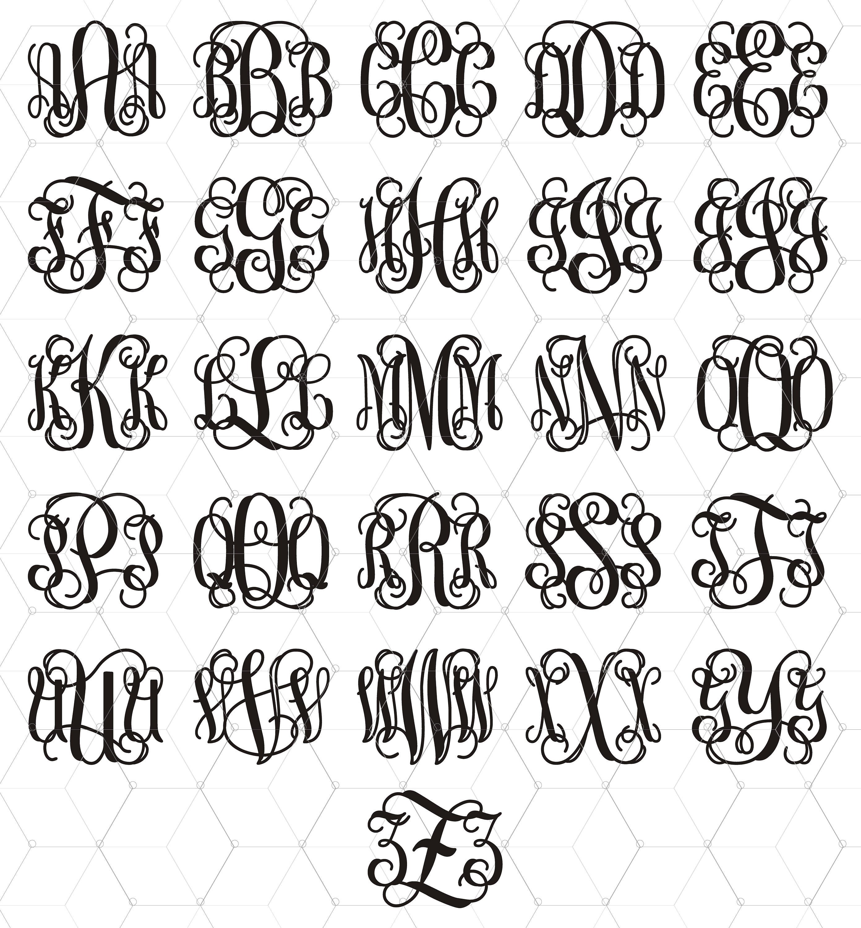 Download SVG Bundle Interlocking Vine Monogram Monogram Bundle SVG | Etsy