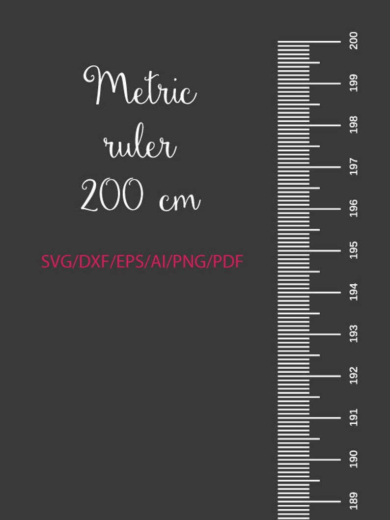 metric ruler 200 cm svg digital cut files digital download