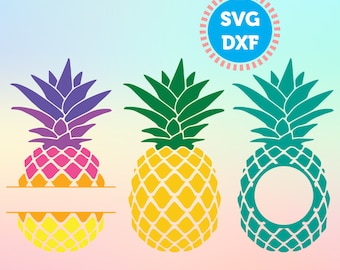 Pineapple SVG DXF files, Pineapple Bundle SVG Files, Pineapple Monogram svg, Split Pineapple svg, Cricut Cut Files, Silhouette Cut Files