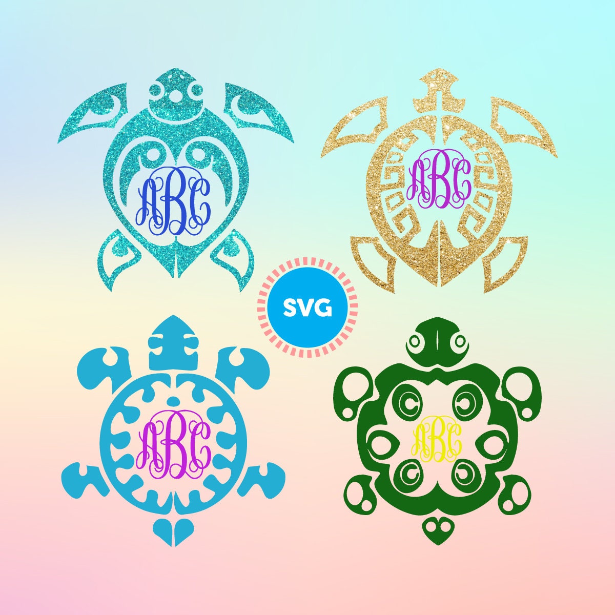 Download Turtles bundle SVG Turtle SVG Turtle monogram frame svg | Etsy
