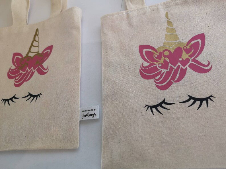 Unicorn mini tote bag fully lined with unicorn fabric children/'s unicorn personalised mini tote bag
