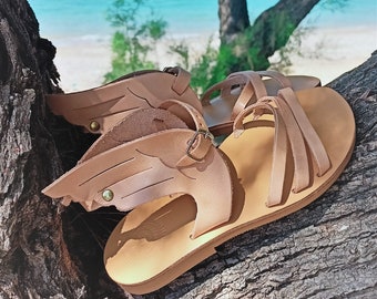 Hermès, sandales en cuir pour enfants, sandales pour filles, sandales ailées, sandales grecques faites à la main, Kindersandalen, sandales fille, sandales enfant, sandali