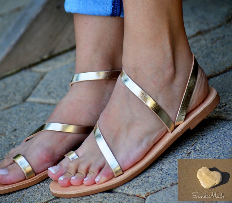 Greek handmade sandals, gold sandals, leather sandals, Sandales grecques, Sandales cuir femme, Ledersandalen, Sandalen, sandalen griechisch image 2
