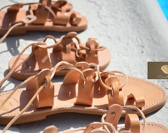 sandalias para niños, sandalias de cuero, sandalias para niñas, sandalias envolventes, sandalias de gladiador hechas a mano griegas, Kindersandalen, sandales enfant JUNIOR ALKYONE