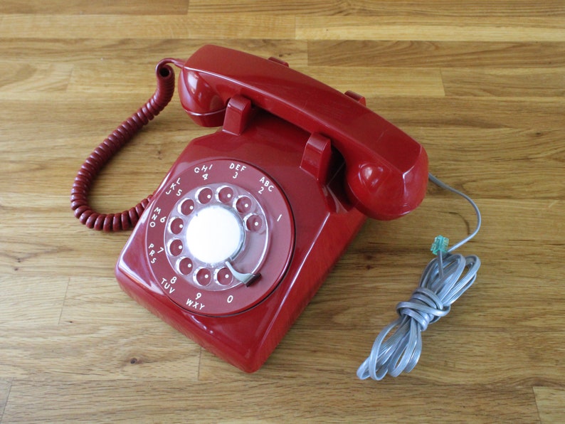 Personalized All Original Red Rotary Dial Telephone by Northern