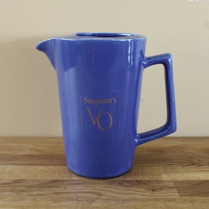 Vintage Seagram&#39;s VO Branded Water Pitcher Ceramic Jug discovered by On the Rocks Retro