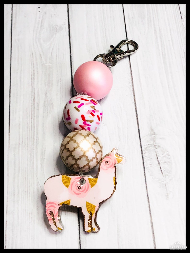 Llama bubblegum keychain bag clip