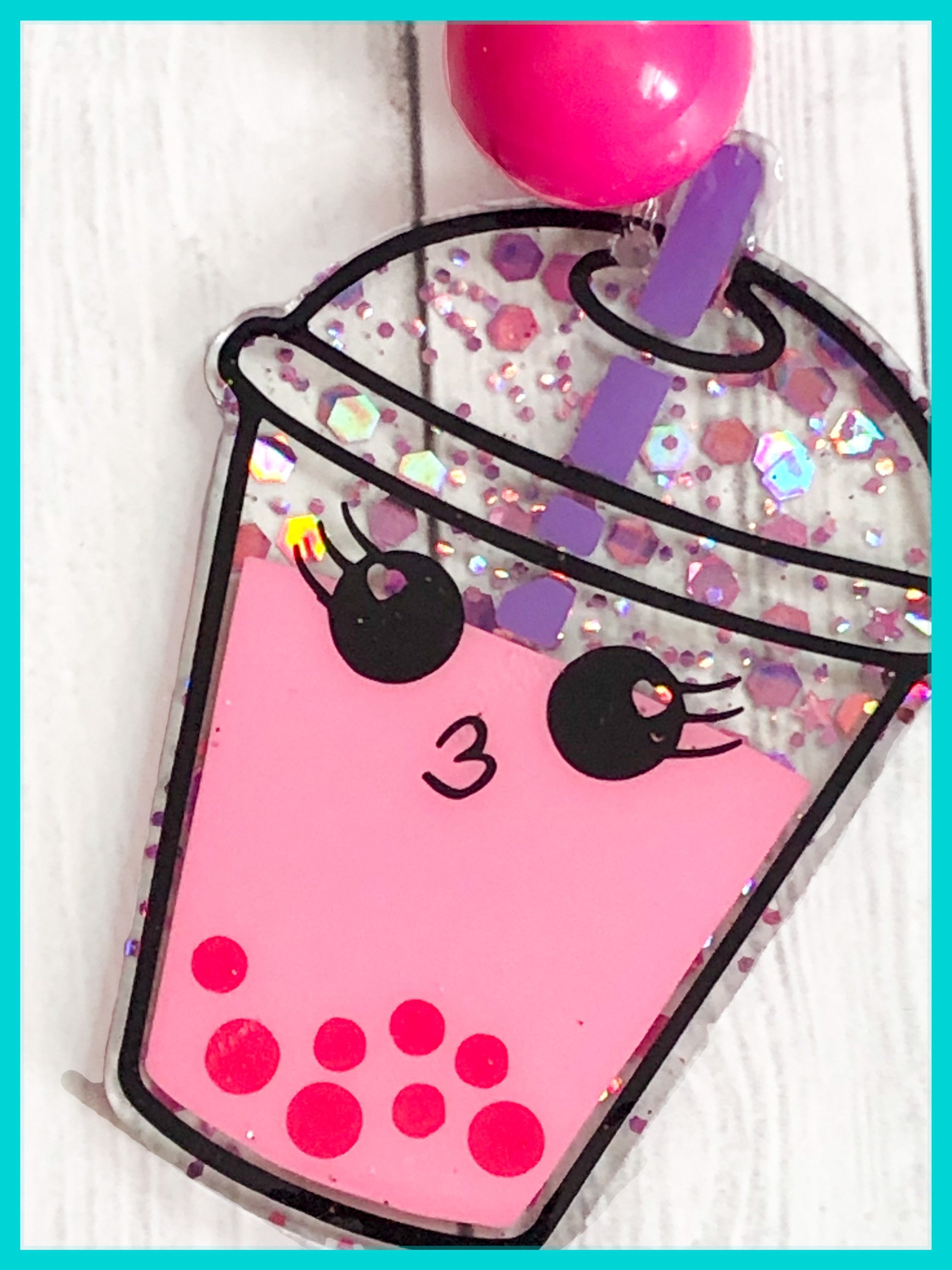 Bubble tea bubblegum keychain/ bag clip Etsy.de