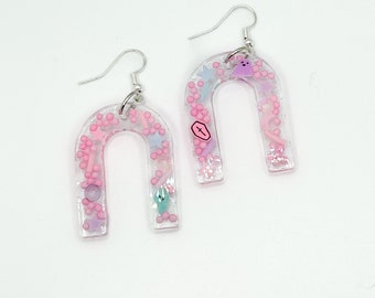 Rainbow sprinkle resin earrings