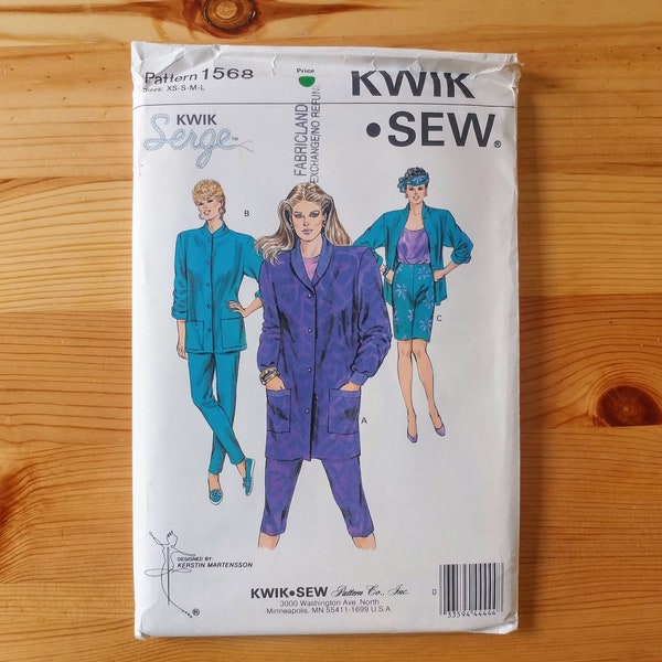 1980s Vintage Pattern - Jackets and Tights - Kwik Sew 1568 - Unopened Uncut - Sizes XS-S-M-L