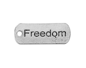 BULK 20 Freedom is not free charms antique silver tone M581