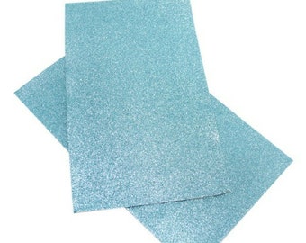 2 Pack Light Blue Fine Glitter Faux Leather Fabric Sheets for Bows