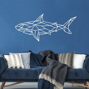 Geometric Shark Decal | Wall Decor | Wall Art | Wall Decal | Wall Stickers | Wall Decor Bedroom | Dorm Room Ideas  | Home Decor