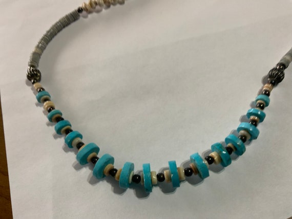 Native American beaded necklace with turquoise ro… - image 4