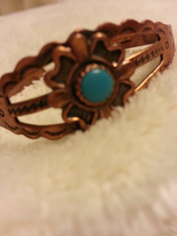 Vintage Native American Copper Baby Bracelet With… - image 1