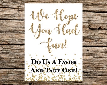 Instant Download - Printable - Bridal Shower Favor Sign - Do Us A Favor - Gold and White