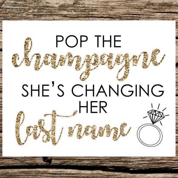 Instant Download - Printable - Large Bridal Shower Sign - Pop the Champagne - Gold and White