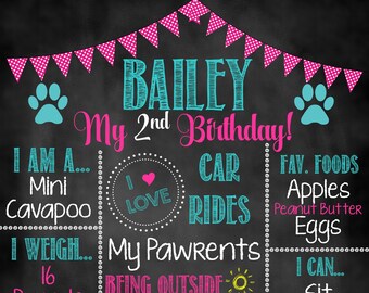 Dog Birthday Chalkboard, Dog Birthday Sign, Dog Birthday