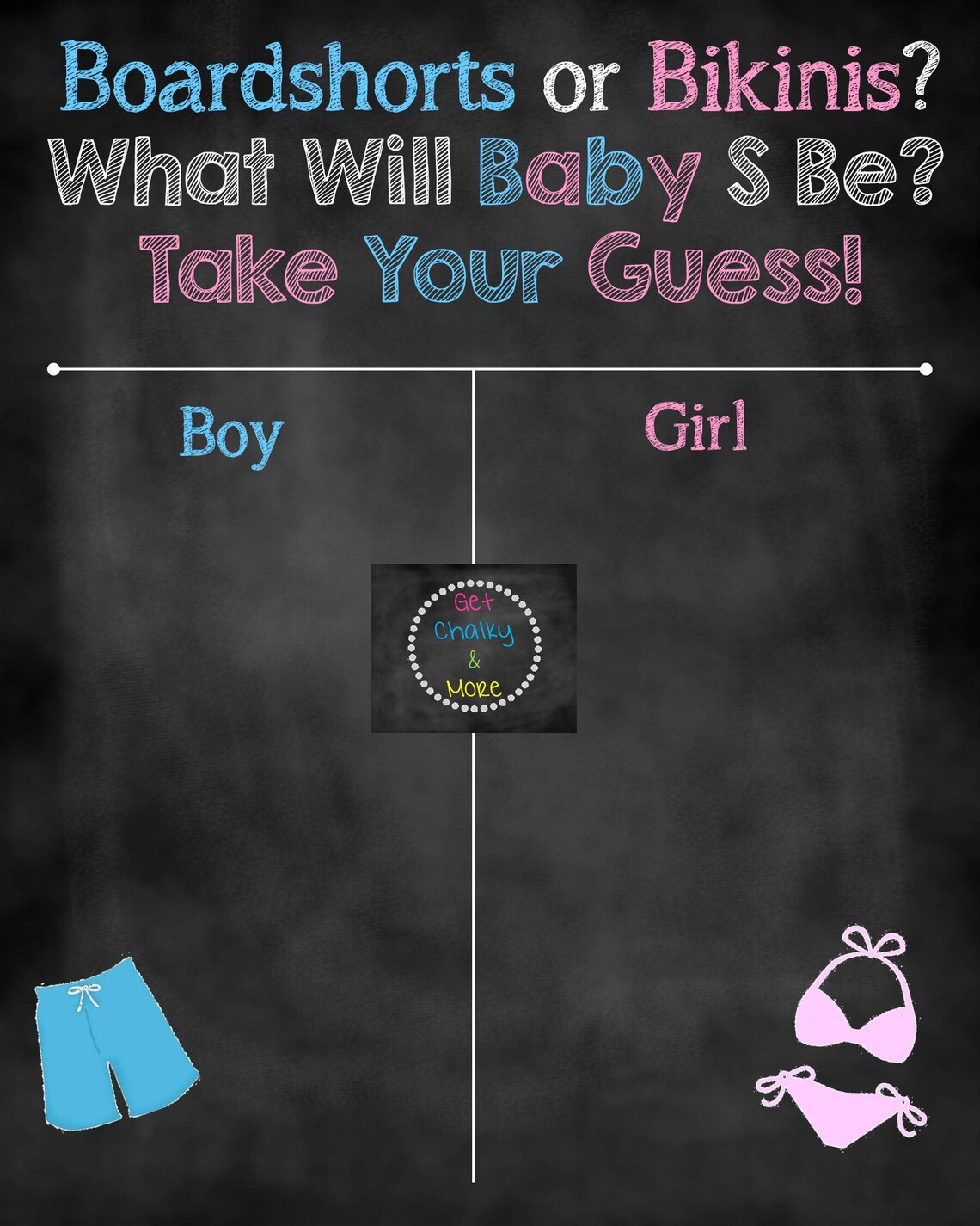 Boardshorts or Bikinis Gender Reveal Gender Reveal Decor Etsy