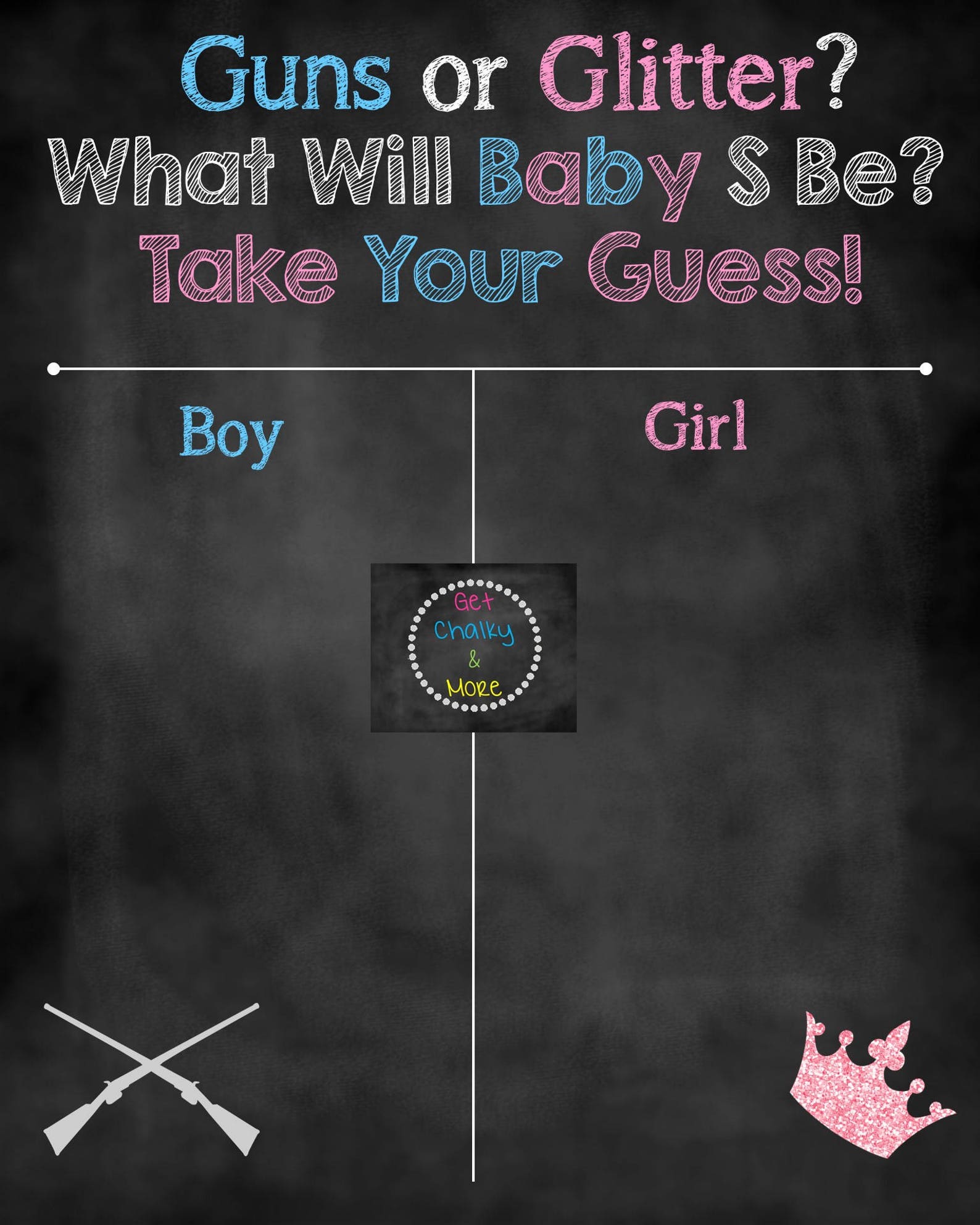 Gun or Glitter Gender Reveal Gender Reveal Party Props Etsy
