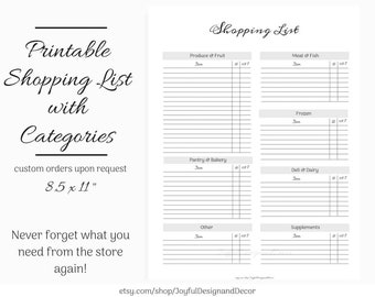 printable grocery list template