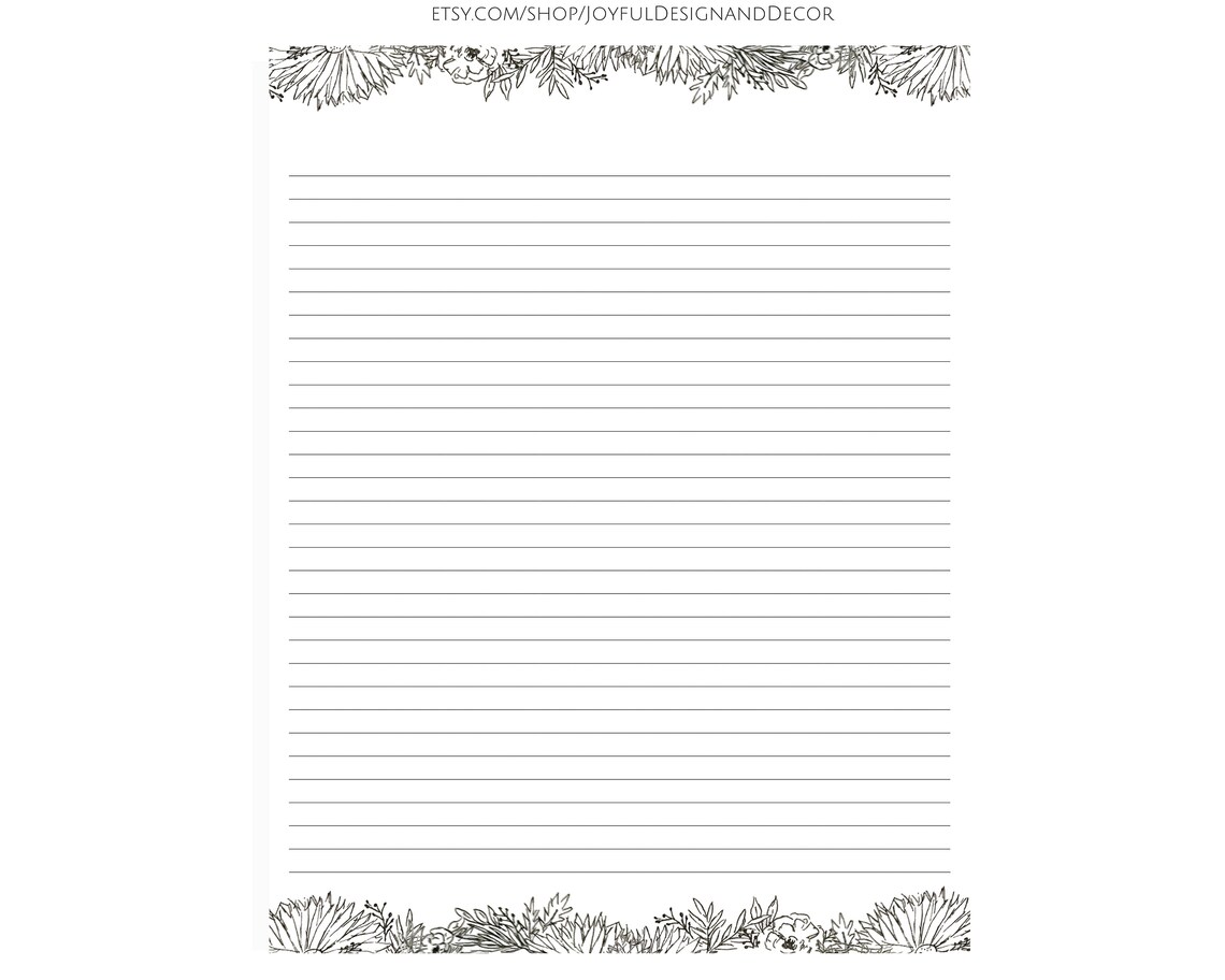 Lined Stationery, Editable Stationery, Black and White Paper, Editable ...