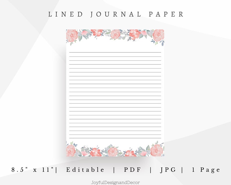 printable paper lined stationery 85 x 11 digital paper etsy