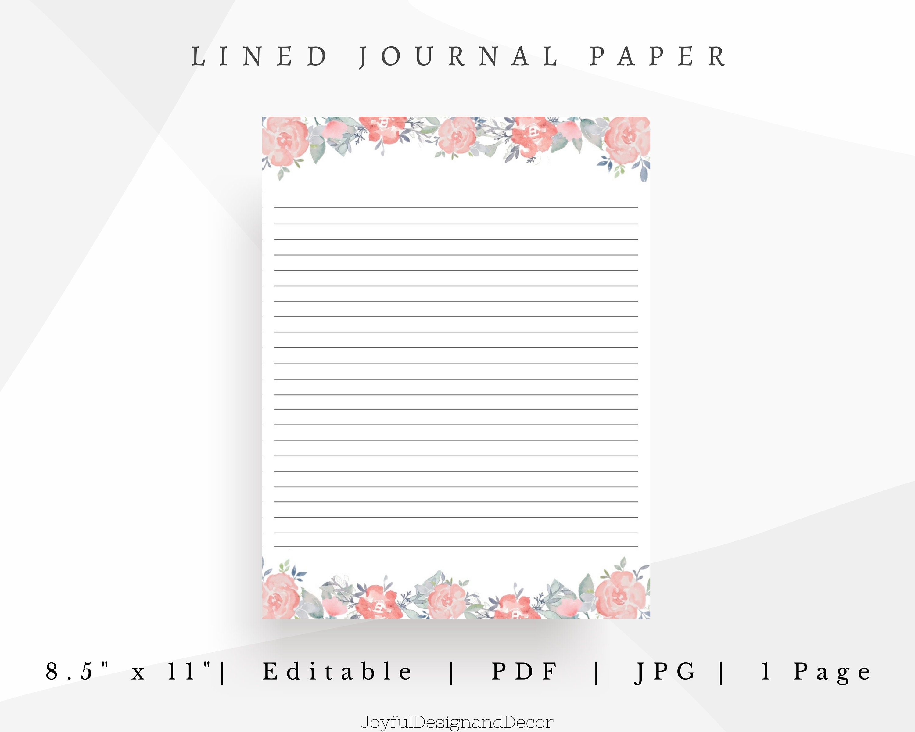 printable paper lined stationery 8 5 x 11 digital paper etsy