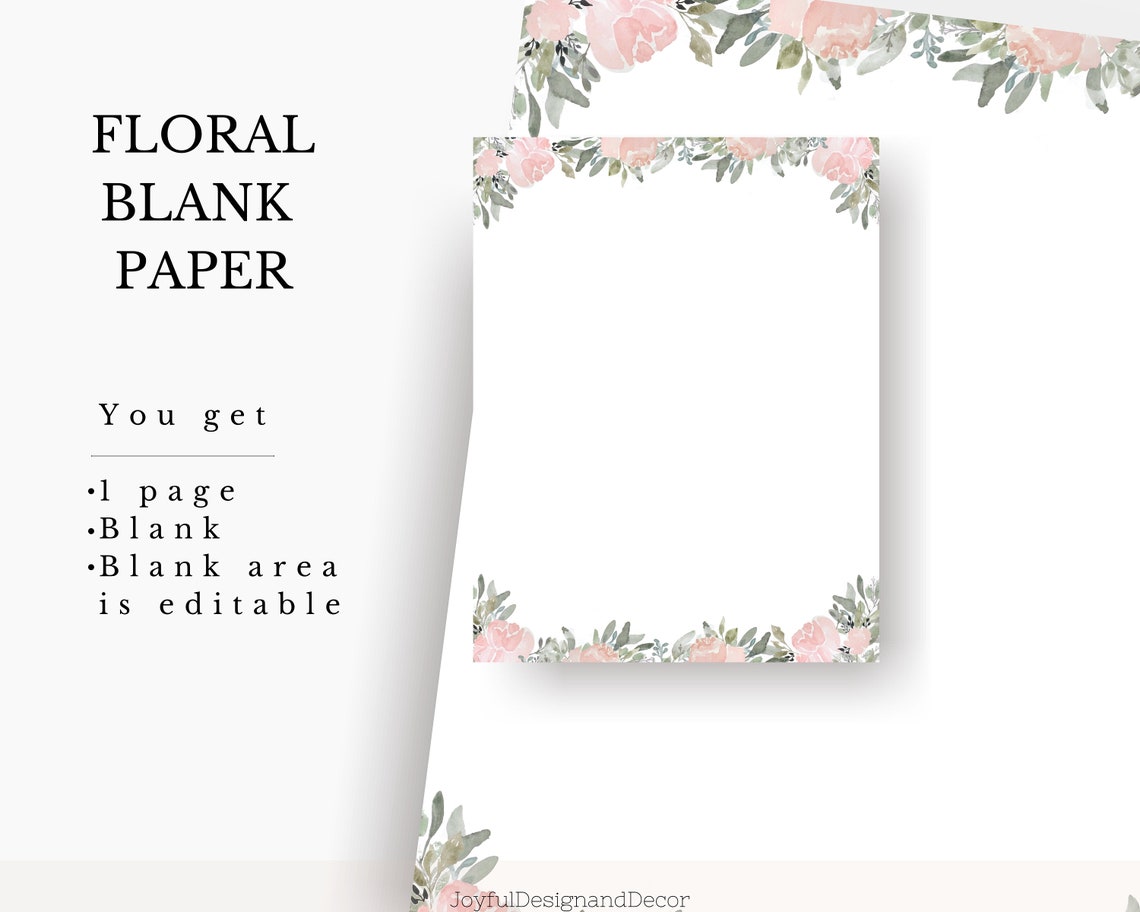 Pink Stationery Floral Stationery Letter Paper Editable Etsy