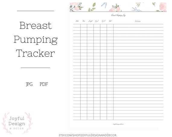 Printable Pumping Tracker Pumping Log New Mother Tools Mom - Etsy