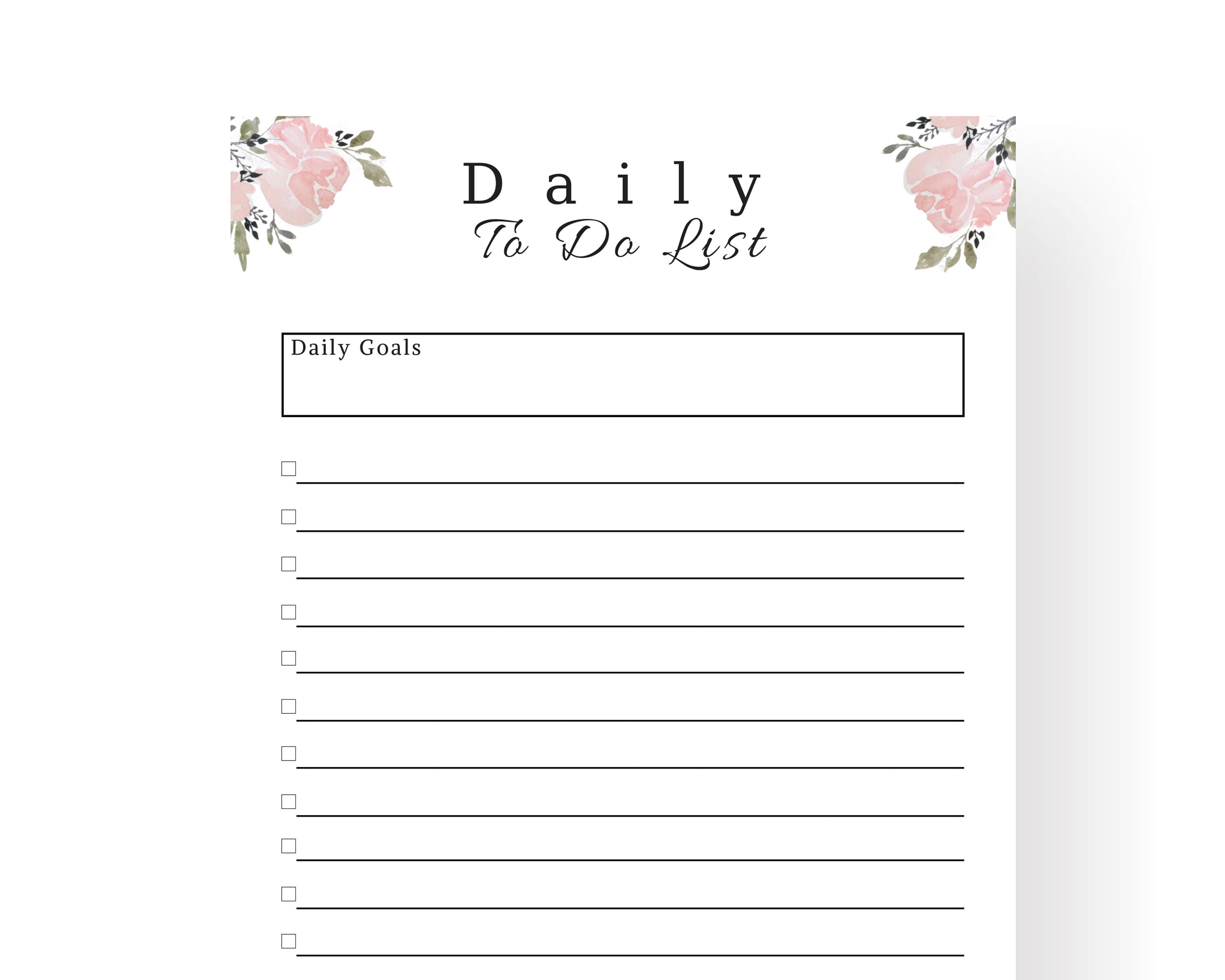 Printable To Do List Floral To Do List Editable To Do List Daily  Planner Daily To Do List Floral Planner Fillable List Pink To Do With Blank To Do List Template