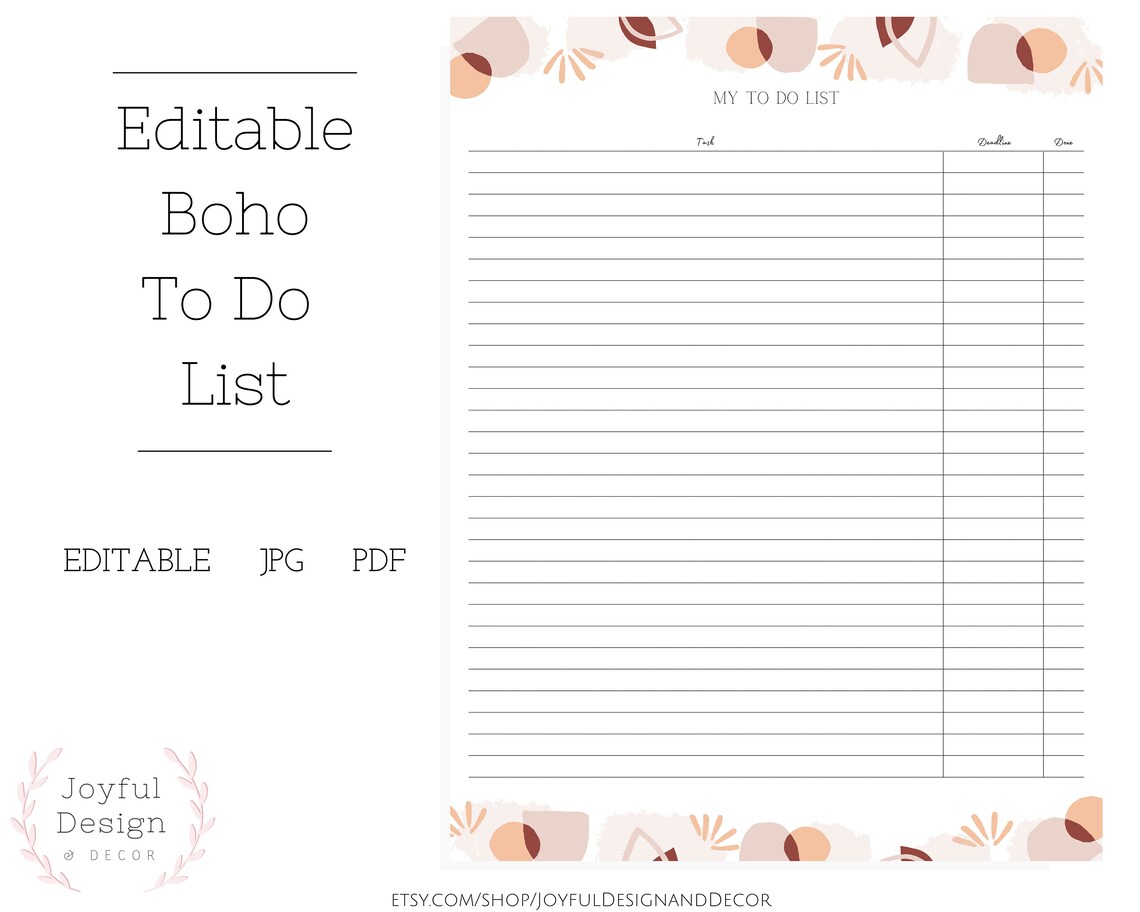 Boho to Do List Printable to Do List Task Template Boho - Etsy UK